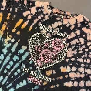 Broken Promises Mens Tie Dye Graphic T-Shirt Please Dont Let Me Down Y2K Large